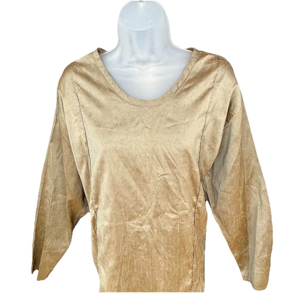 VTG FLAX Jeanne Engelhart 100% Raw Silk Tunic Top Women's Size Large Lagenlook - Picture 5 of 12